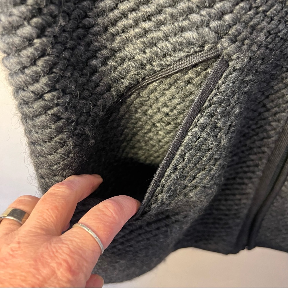 HALLHUBER Sweater Jacket Grey Wool Blend Zip Up 3/4 Sleeve Size US 4 w/ Pockets - Picture 4 of 11